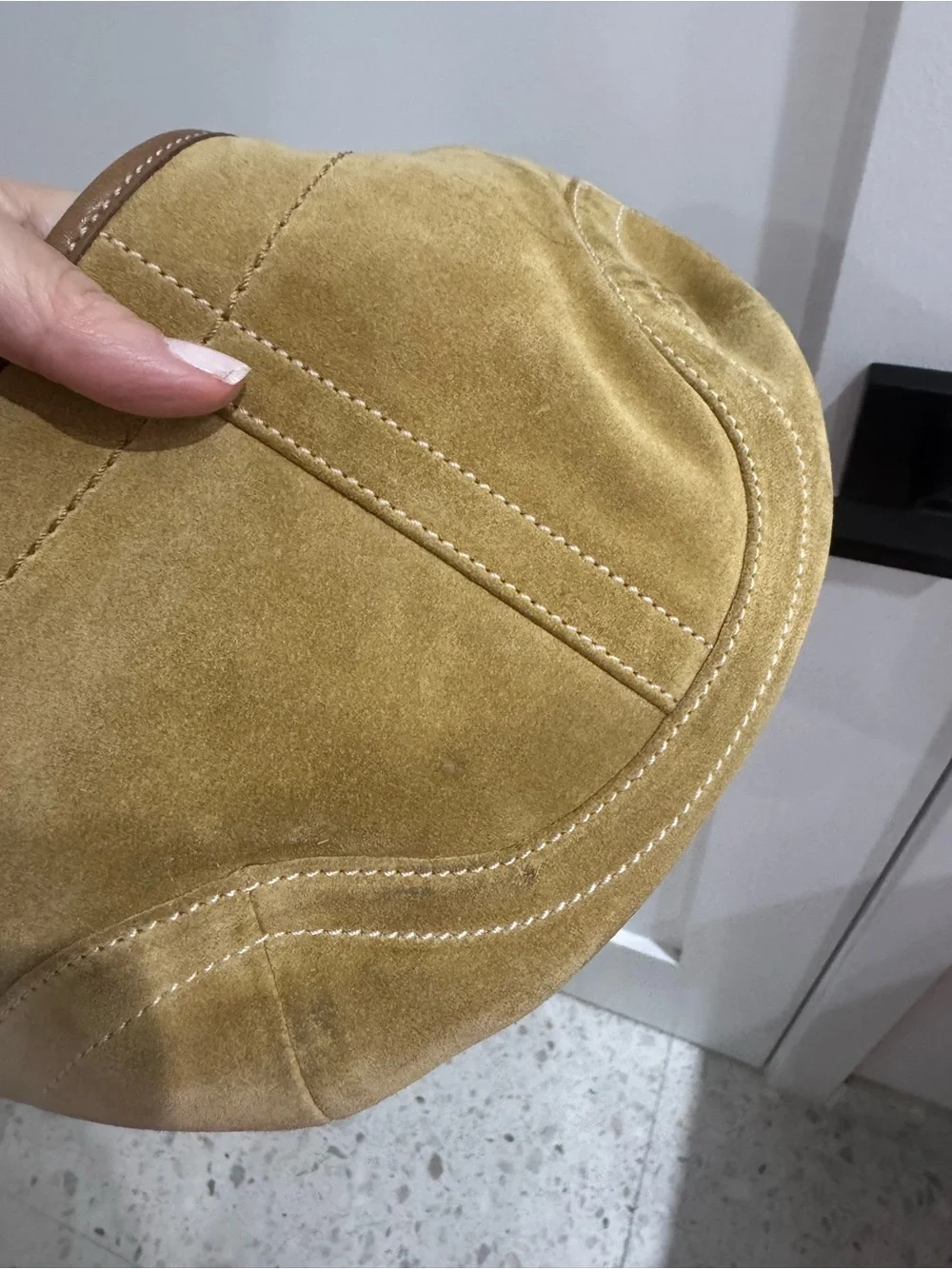 Coach Suede Hobo Shoulder Bag in Mustard Brown - Picture 5 of 8